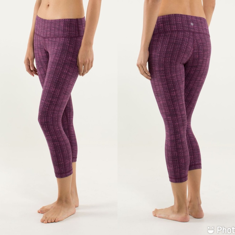 Lululemon Wunder Under Crop Ziggy Wee August Glo Raspberry Glo Light